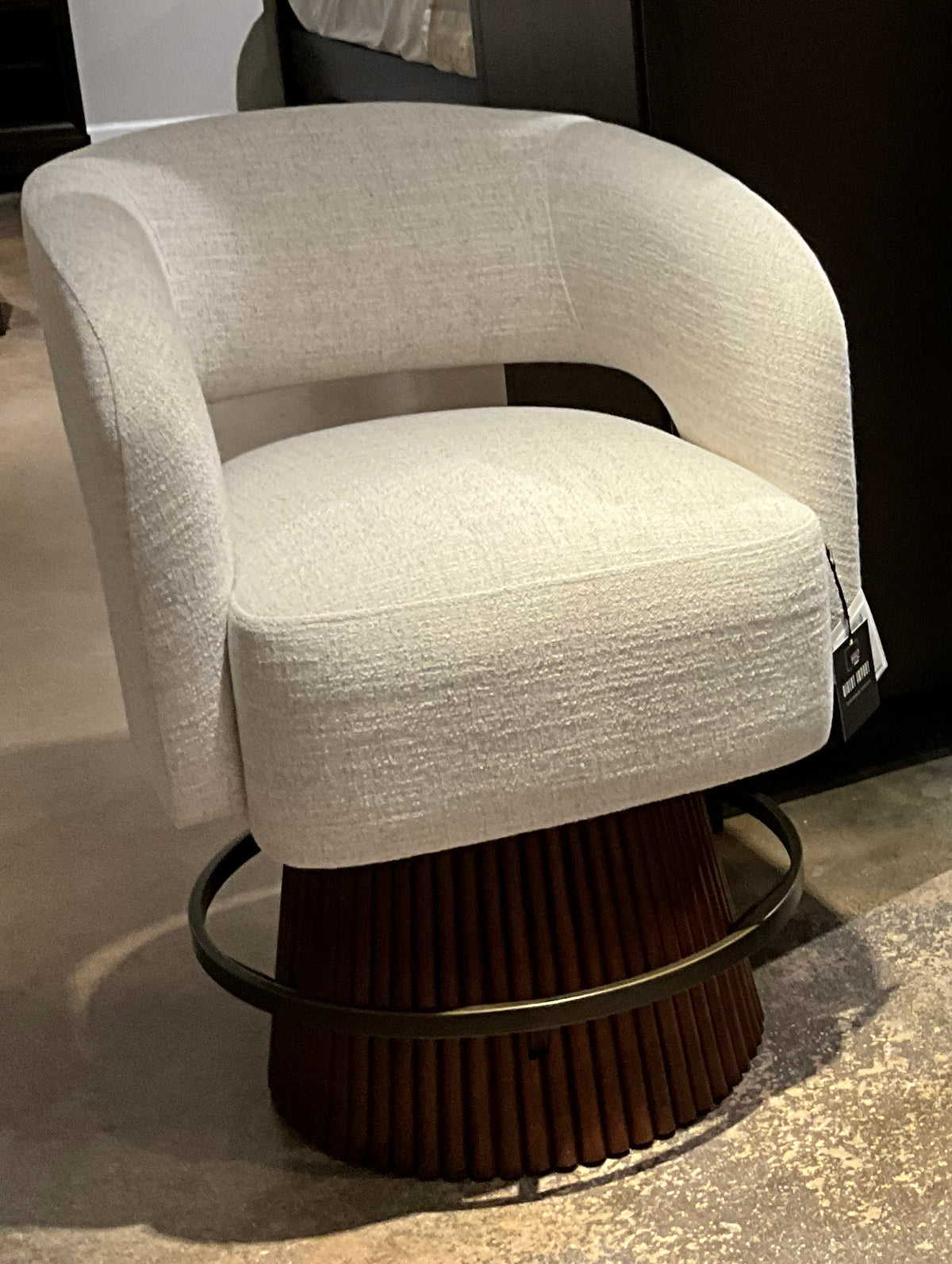 Grandmont Wood and Upholstered Barrel Style Counter Height Swivel Stool