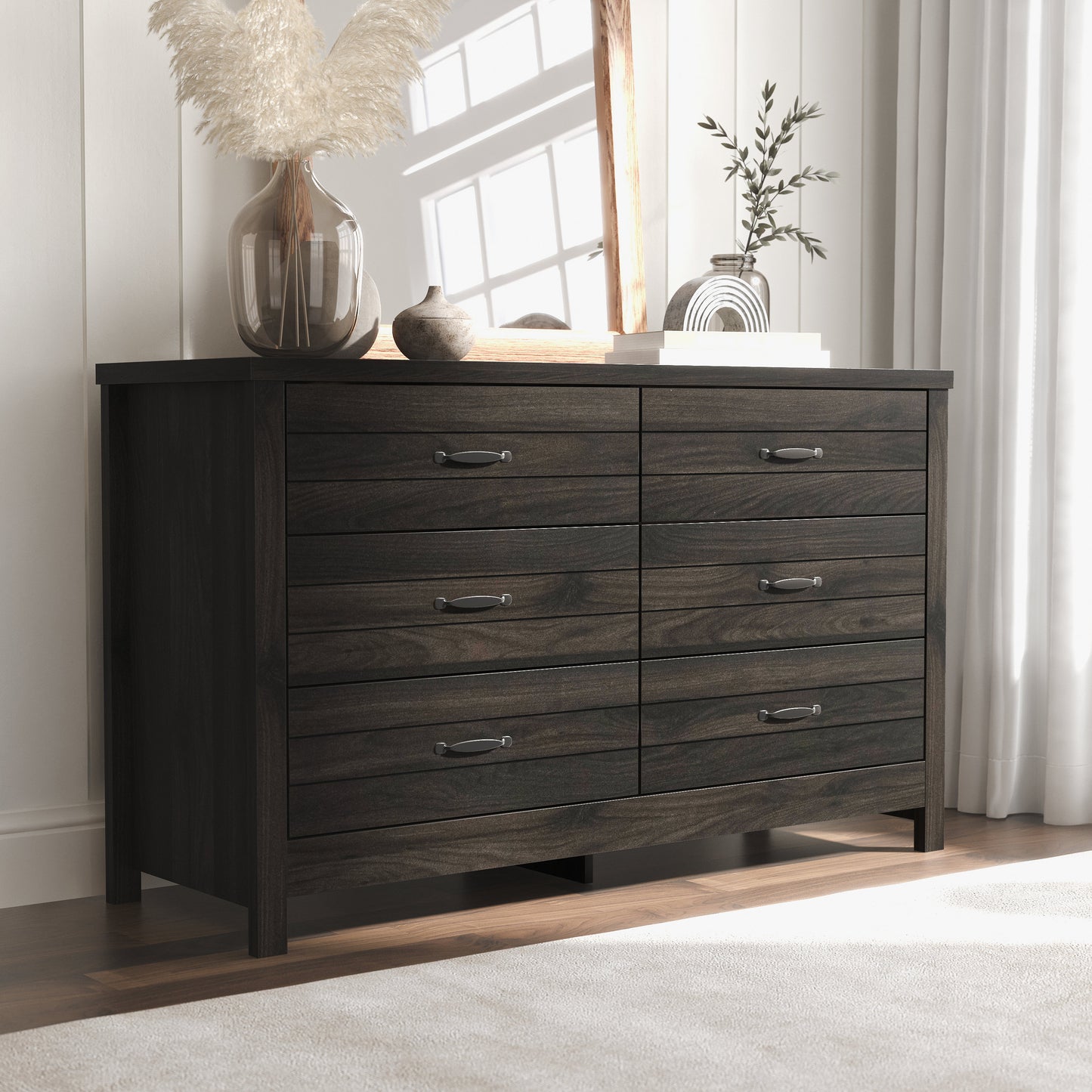 Lancaster Wood 6 Drawer Dresser
