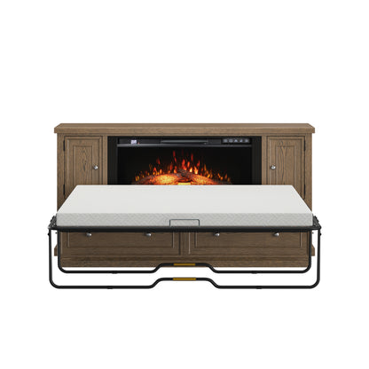 Soren Wood Queen Fireplace Dream Console with Mattress and Cover