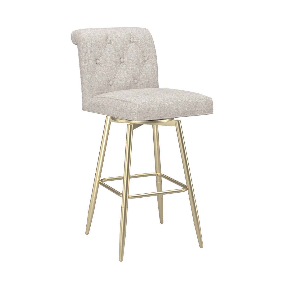 Uniquely Yours Metal Stool, Tufted / Oatmeal / Champagne