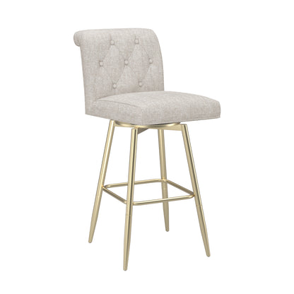 Uniquely Yours Metal Stool, Tufted / Oatmeal / Champagne