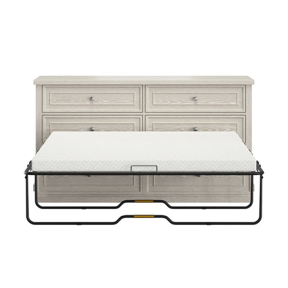 Soren Wood Queen 4 Drawer Dresser Dream Console with Mattress and Cover, Whitewash