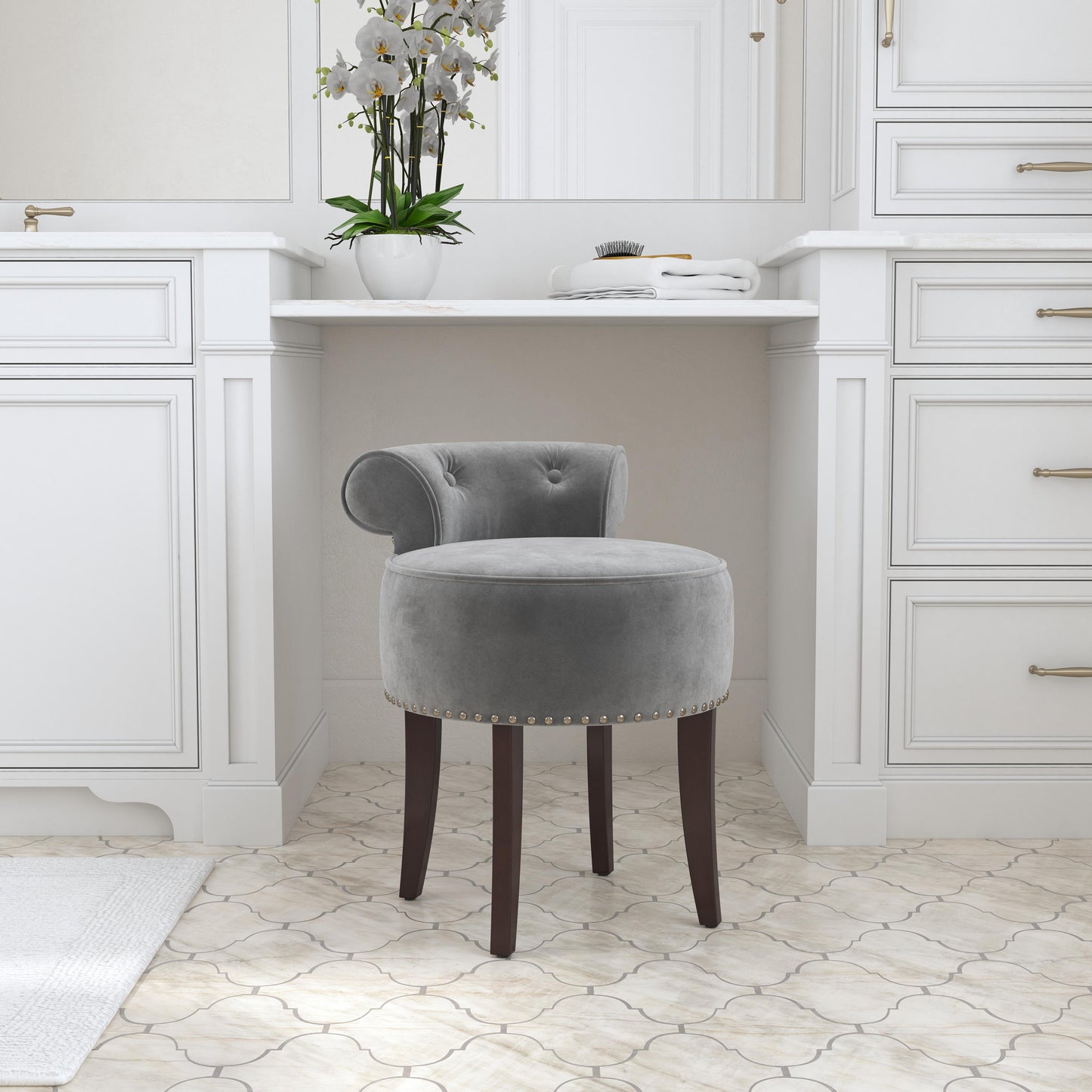 Lena Wood Vanity Stool