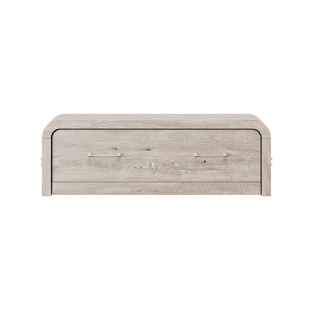 Juna Wood Twin Coffee Table Dream Console with Mattress and Rounded Corners, Harvest Birch Gray