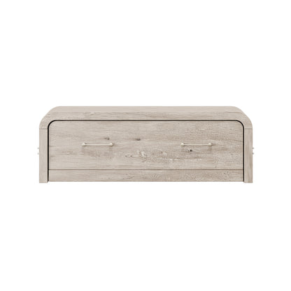 Juna Wood Twin Coffee Table Dream Console with Mattress and Rounded Corners, Harvest Birch Gray