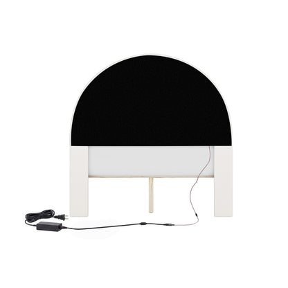 Champion Upholstered Complete Twin Platform Soccer Bed with LED, Black and White PU