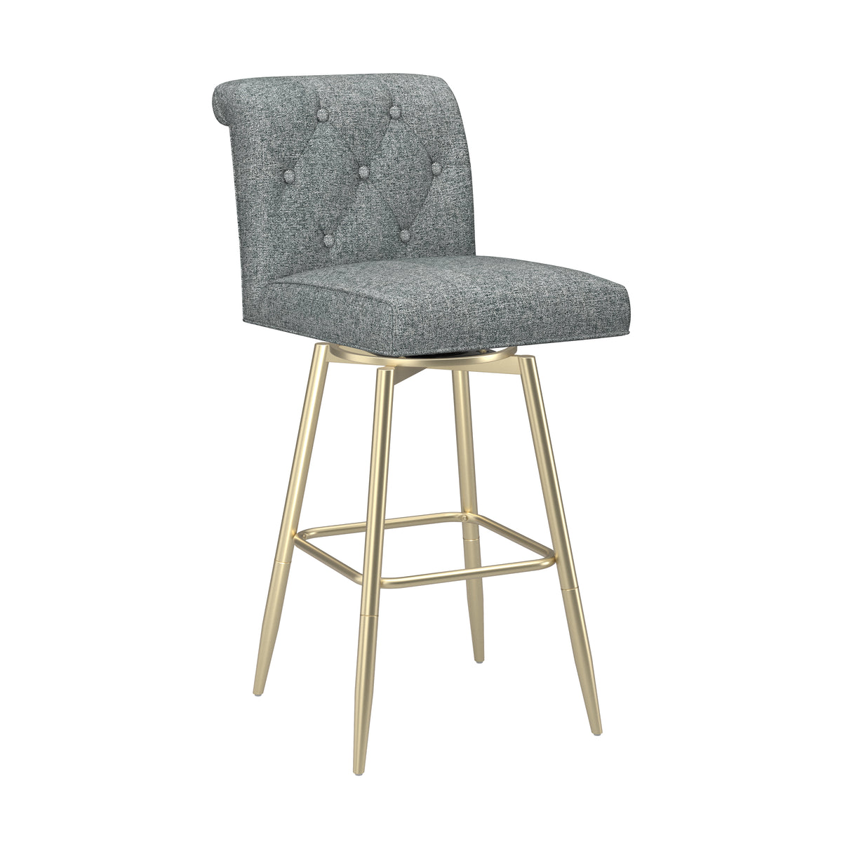 Uniquely Yours Metal Stool, Tufted / Graphite / Champagne