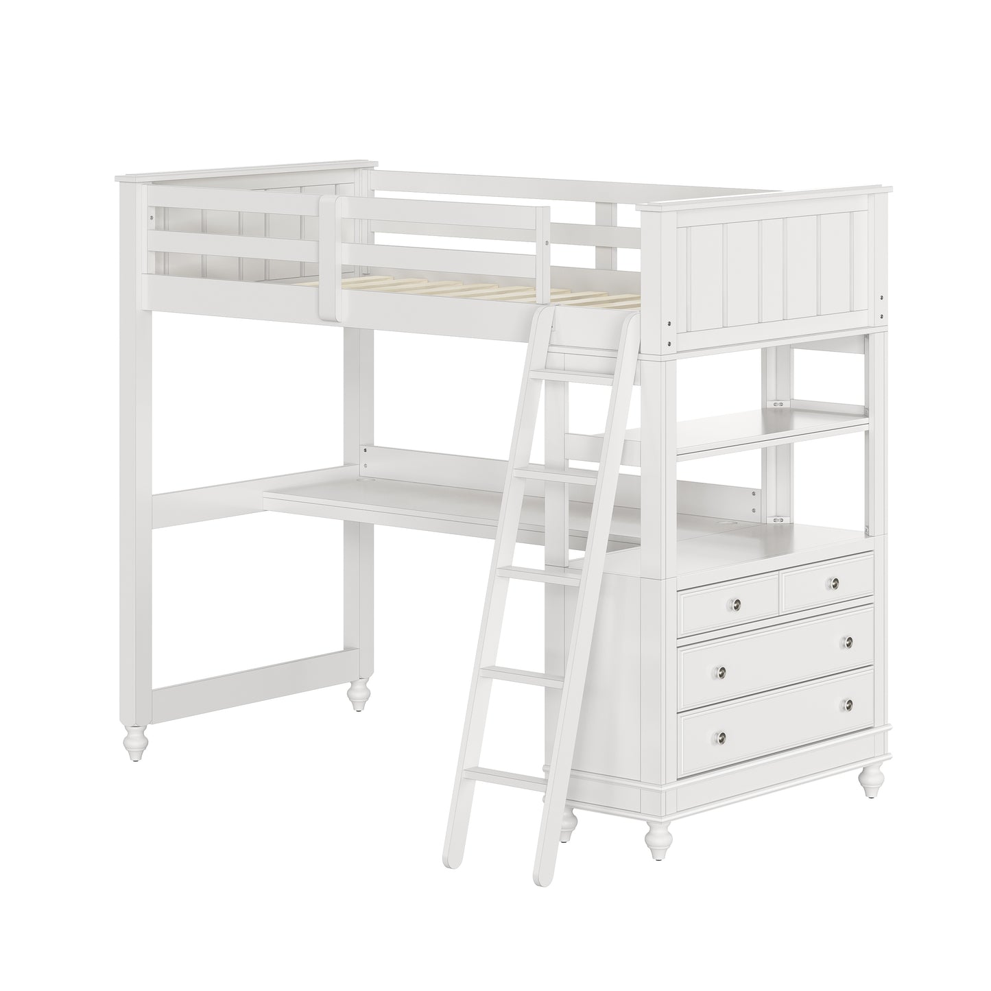 Lake House Wood Loft Bed with Desk