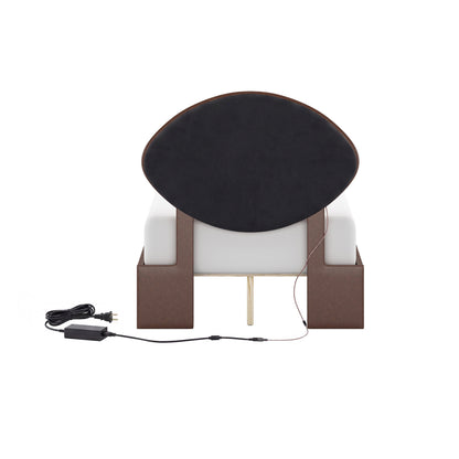 Champion Upholstered Complete Twin Platform Football Bed with LED, Brown Faux Leather