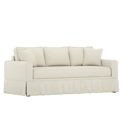 Windridge Upholstered Skirted Sofa with Two Throw Pillows