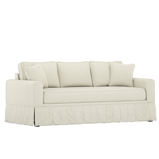 Windridge Upholstered Skirted Sofa with Two Throw Pillows