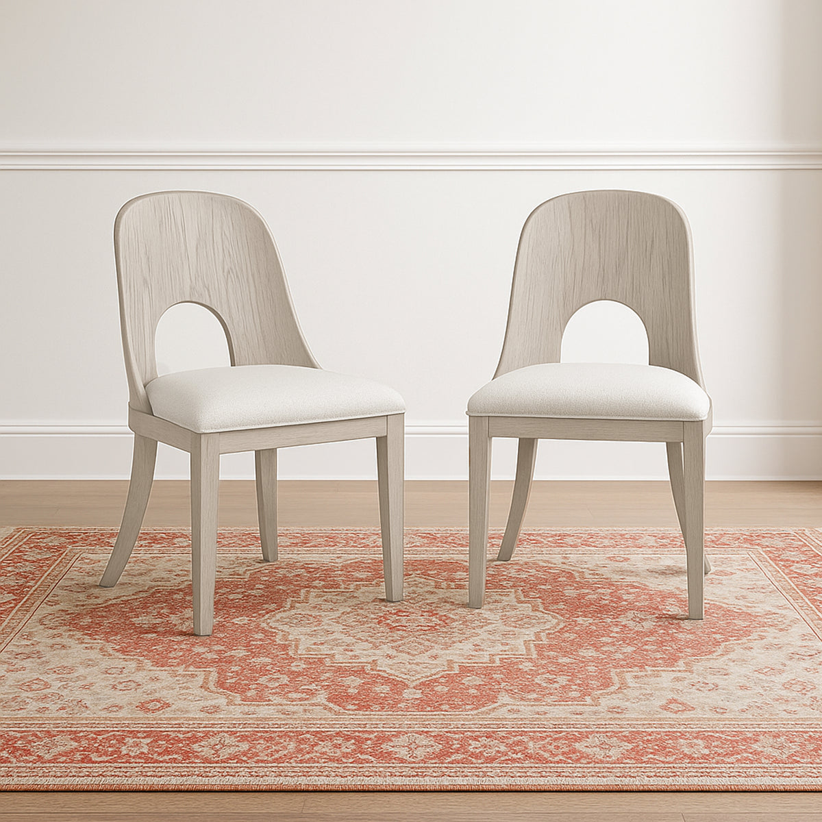 Niamh Wood and Upholstered Dining Chair, Set of 2
