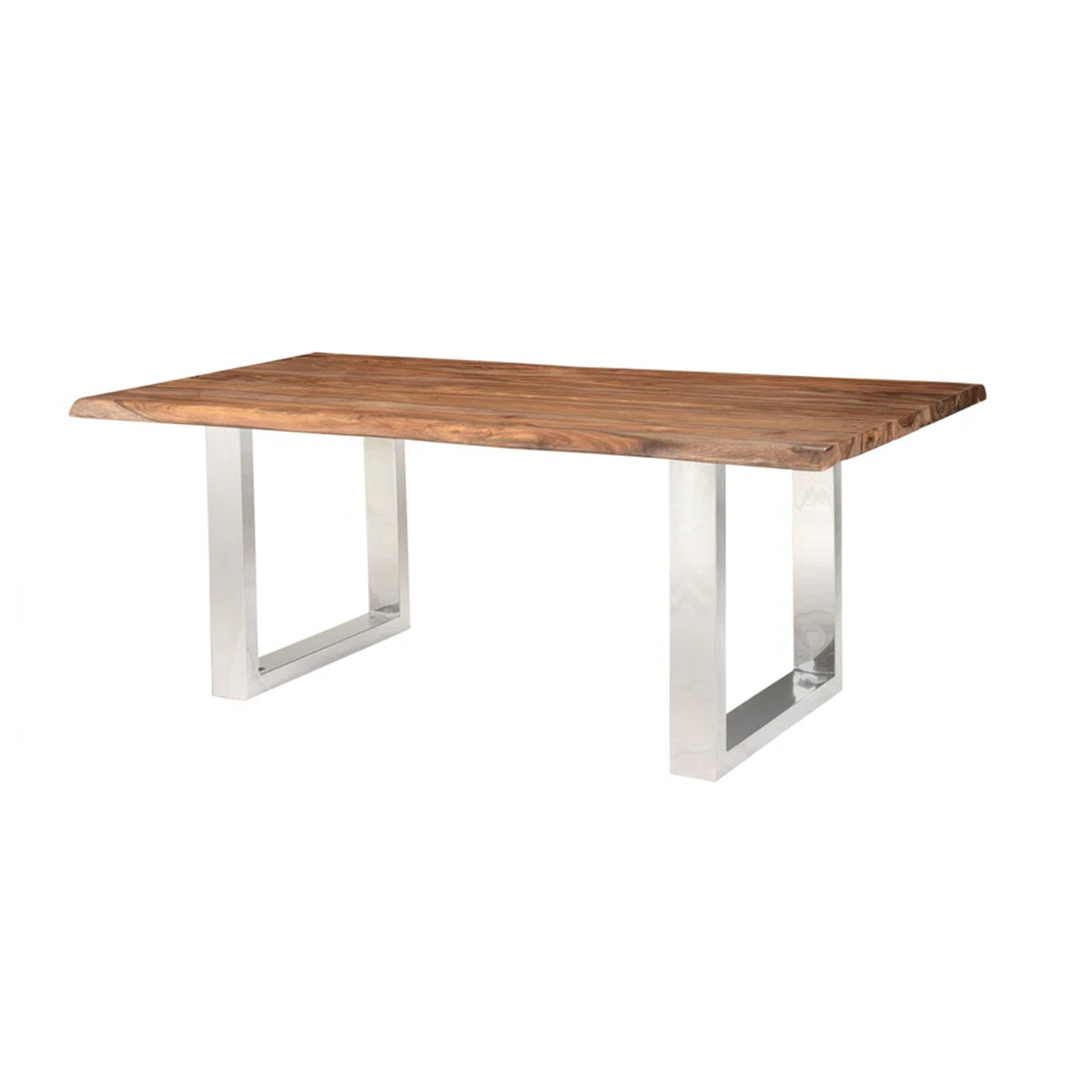 Luxe Wood and Metal Dining Table, Brownstone