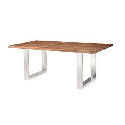 Luxe Wood and Metal Dining Table, Brownstone
