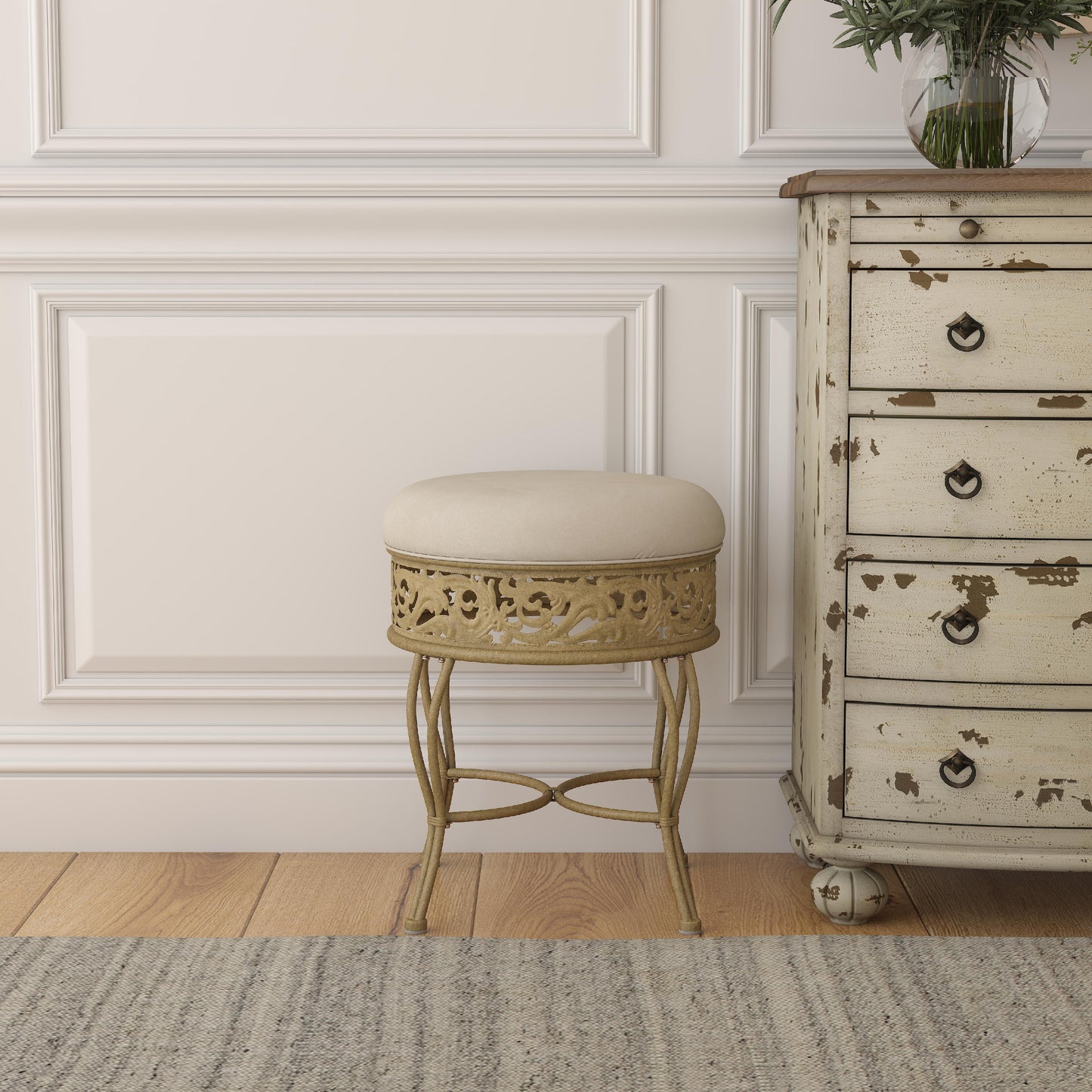 Villa III Metal Vanity Stool
