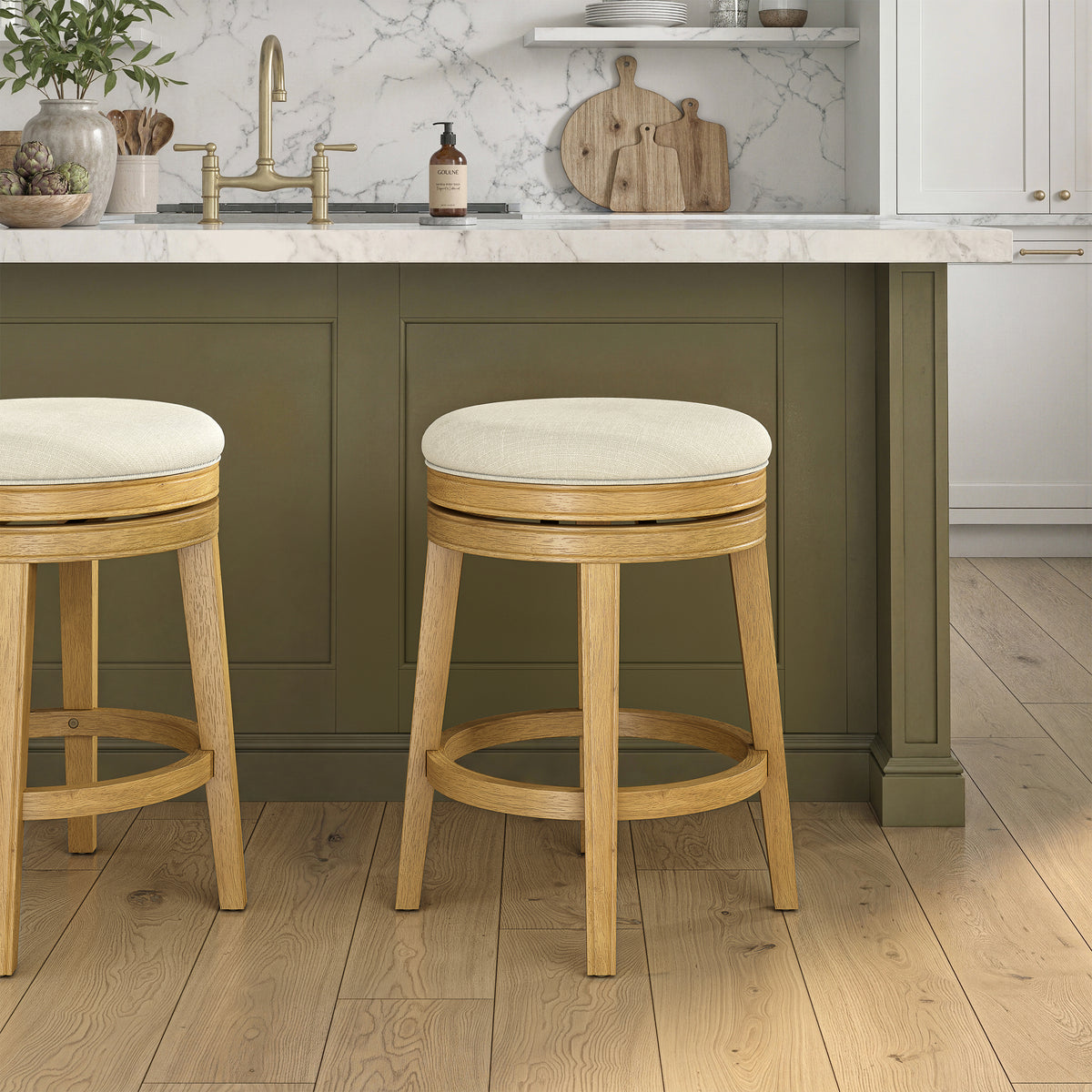 Anton Wood Backless Swivel Stool