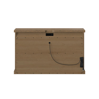 Soren Wood Twin Door Desk Dream Console with Mattress and Cover, Light Oak