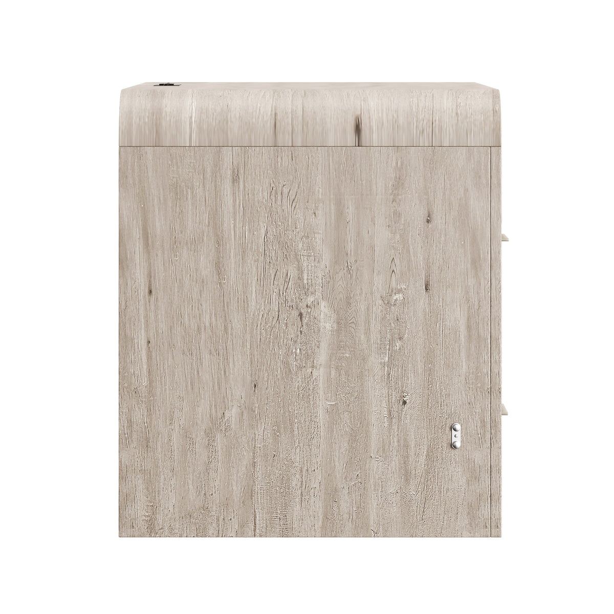 Juna Wood Twin Desk Dream Console with Mattress and Rounded Corners, Harvest Birch Gray