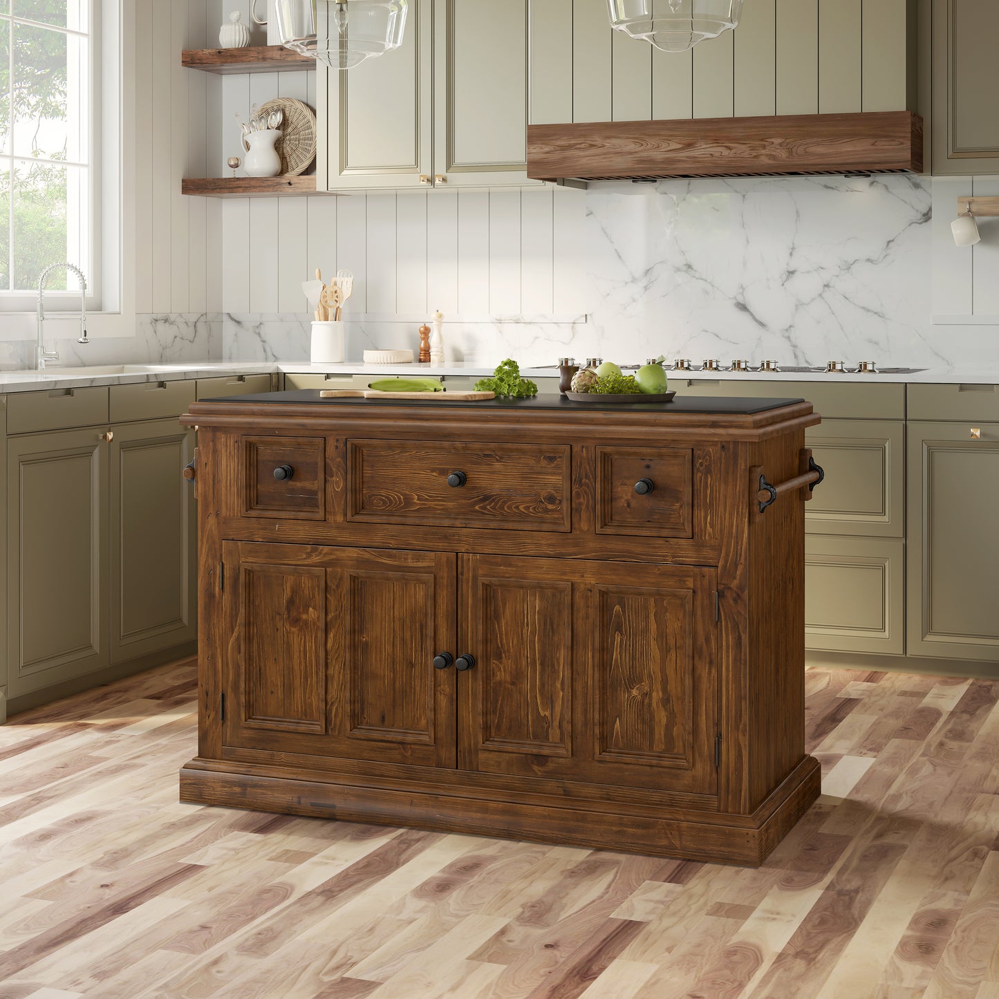 Tuscan Retreat Wood Kitchen Island