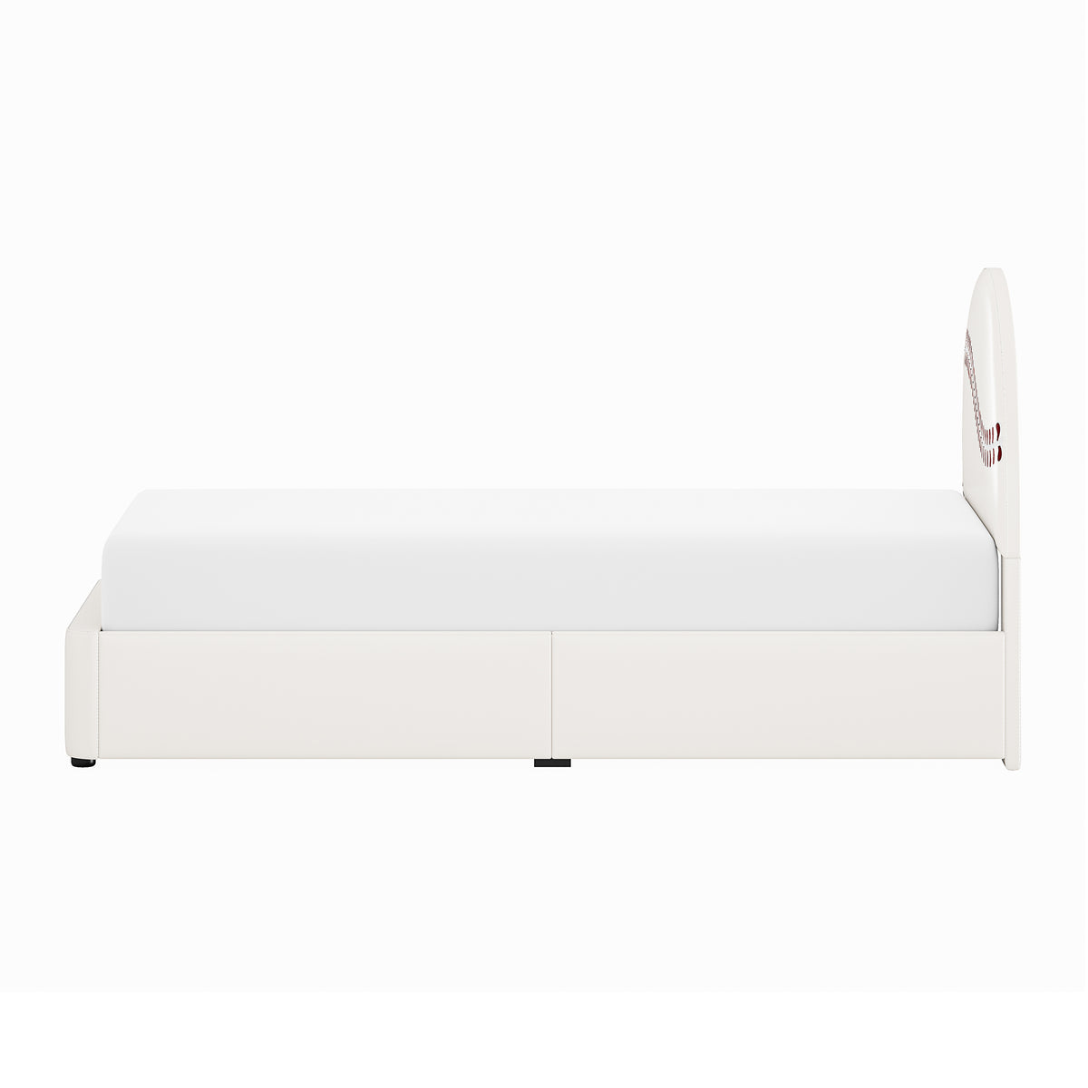 Champion Upholstered Complete Twin Platform Baseball Bed with LED, White PU
