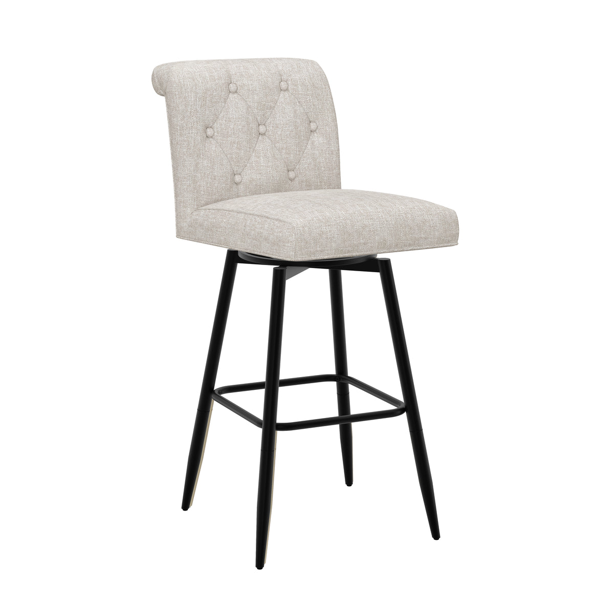 Uniquely Yours Metal Stool, Tufted / Oatmeal / Black