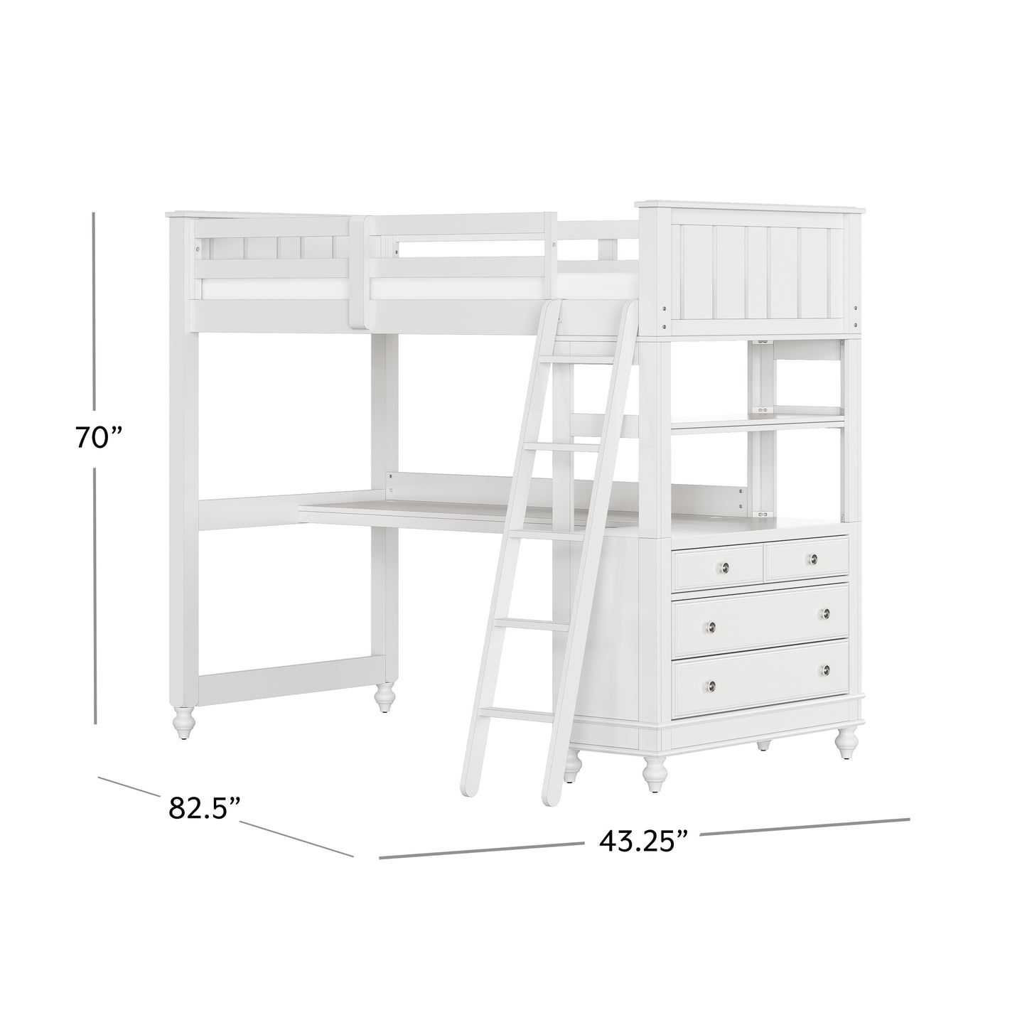 Lake House Wood Loft Bed with Desk
