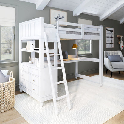 Lake House Wood Loft Bed with Desk