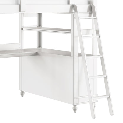 Lake House Wood Loft Bed with Desk