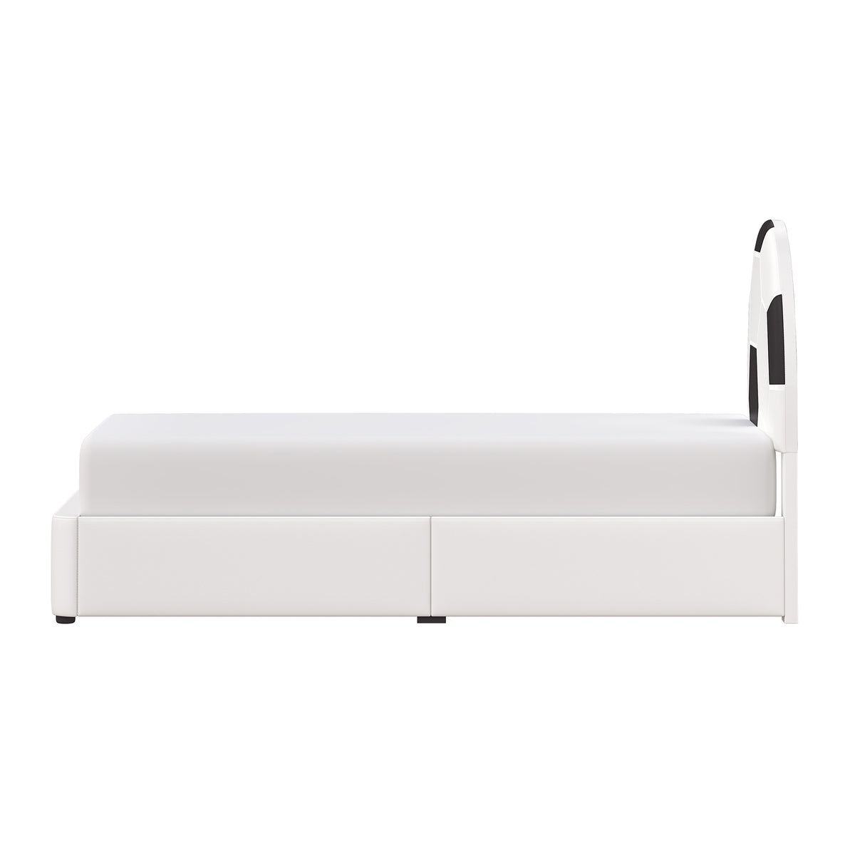 Champion Upholstered Complete Twin Platform Soccer Bed with LED, Black and White PU