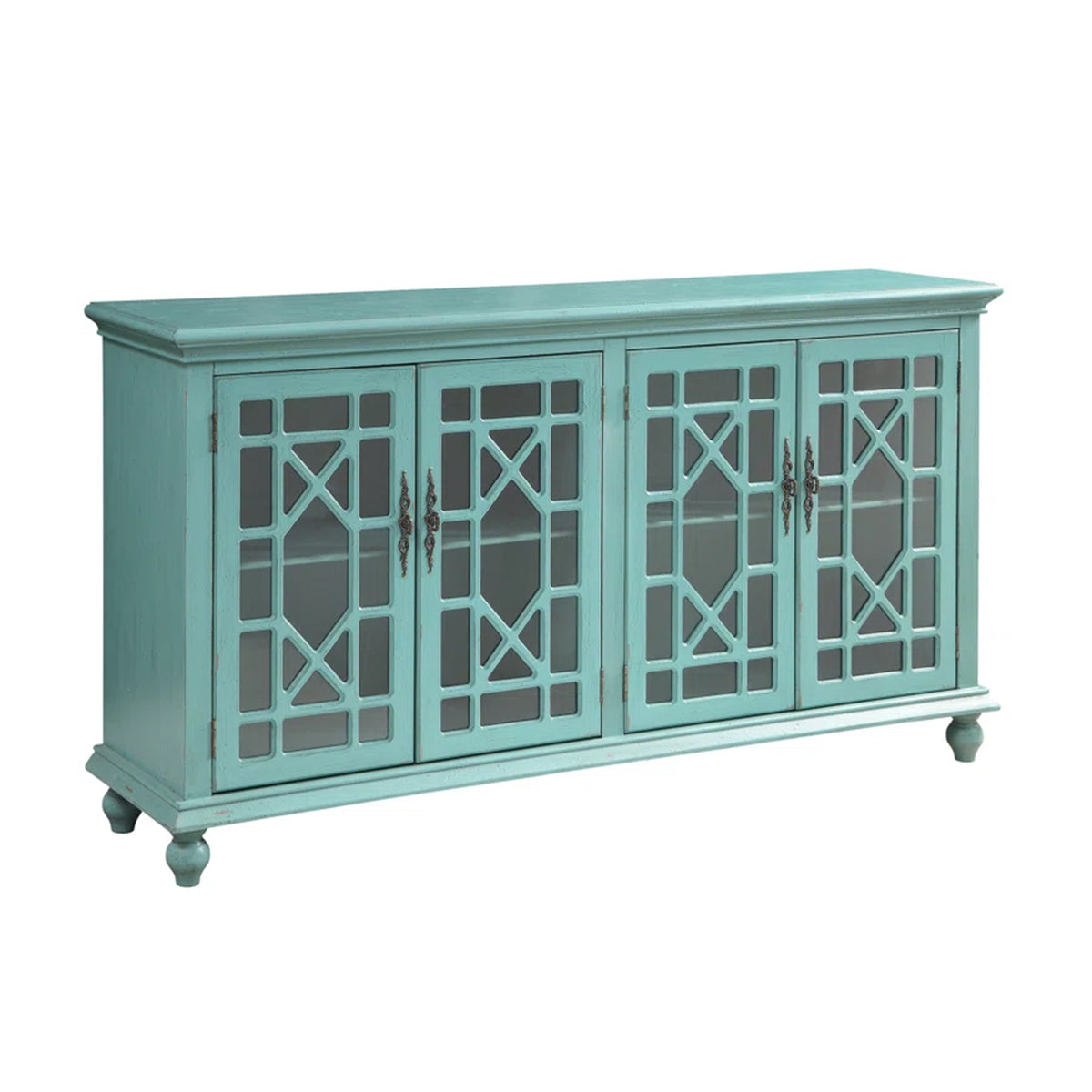 Beckett Four Door Credenza, Distressed Turquoise
