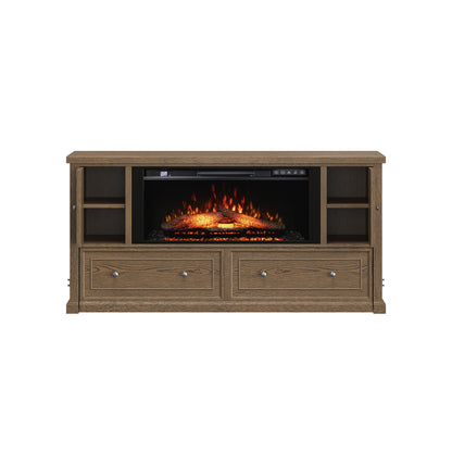 Soren Wood Queen Fireplace Dream Console with Mattress and Cover