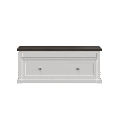 Soren Wood Twin Lift Top Coffee Table Dream Console with Mattress and Cover, White Base and Brown Top