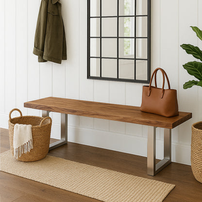 Luxe Wood and Metal Bench