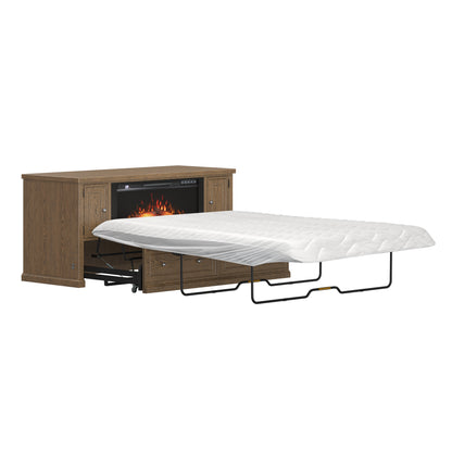 Soren Wood Queen Fireplace Dream Console with Mattress and Cover