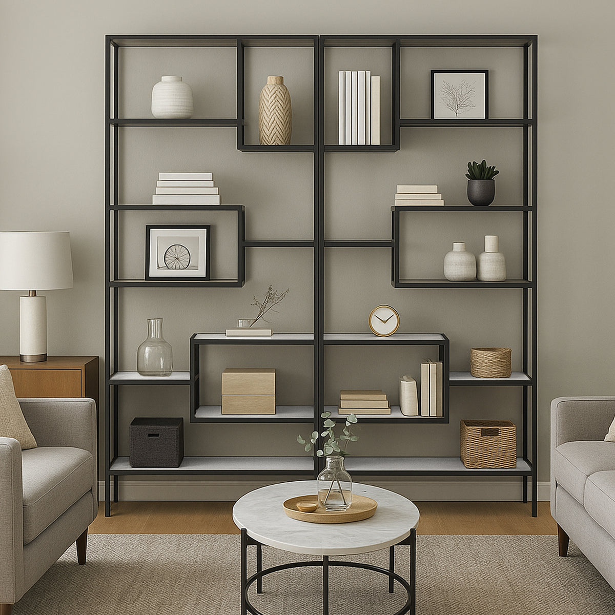 Haze Metal and Wood Etagere
