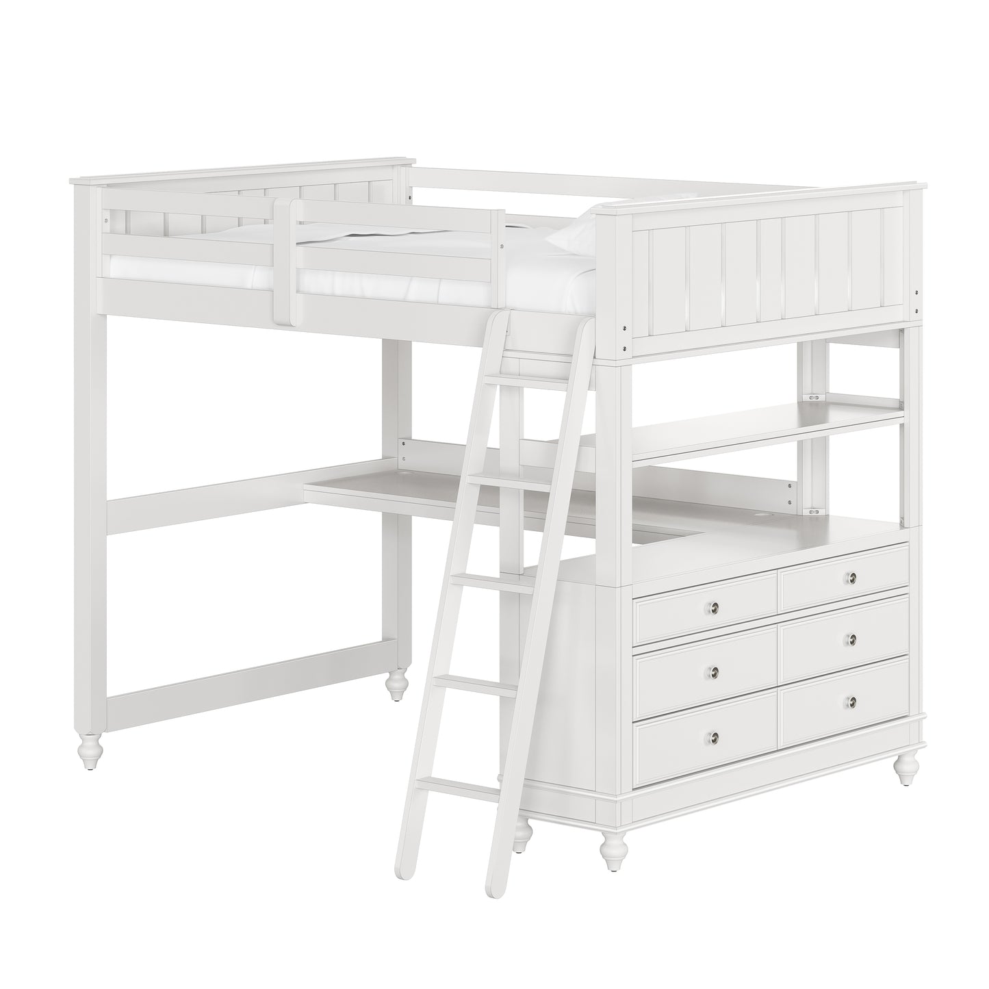 Lake House Wood Loft Bed with Desk