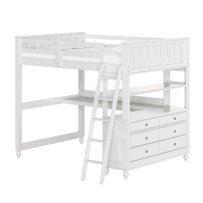Lake House Wood Loft Bed with Desk