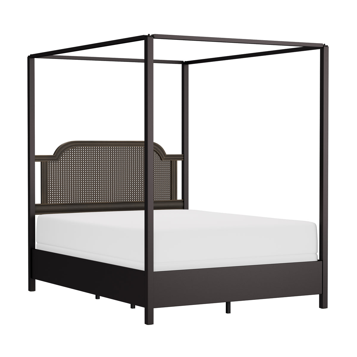 Melanie Wood and Metal Canopy Short Rails, Headboard, Footboard and Slats