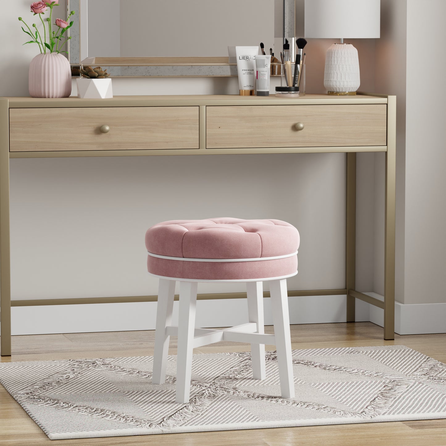 Sophia Wood Vanity Stool