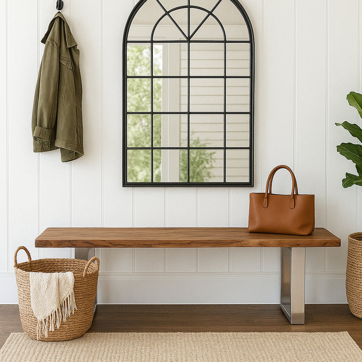 Luxe Wood and Metal Bench