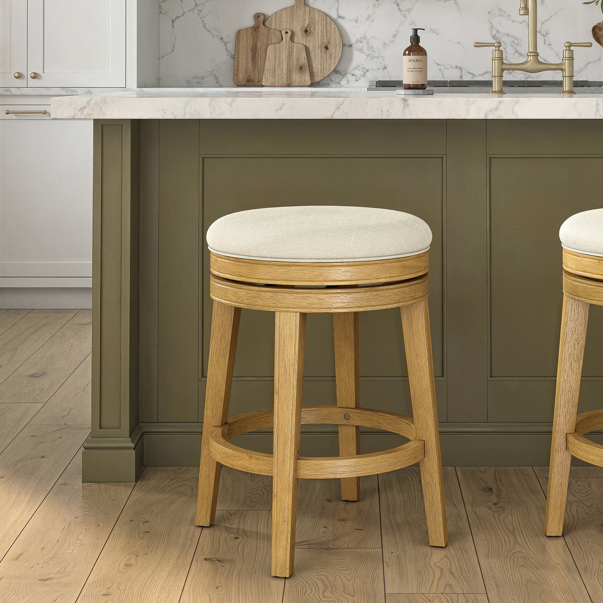 Anton Wood Backless Swivel Stool