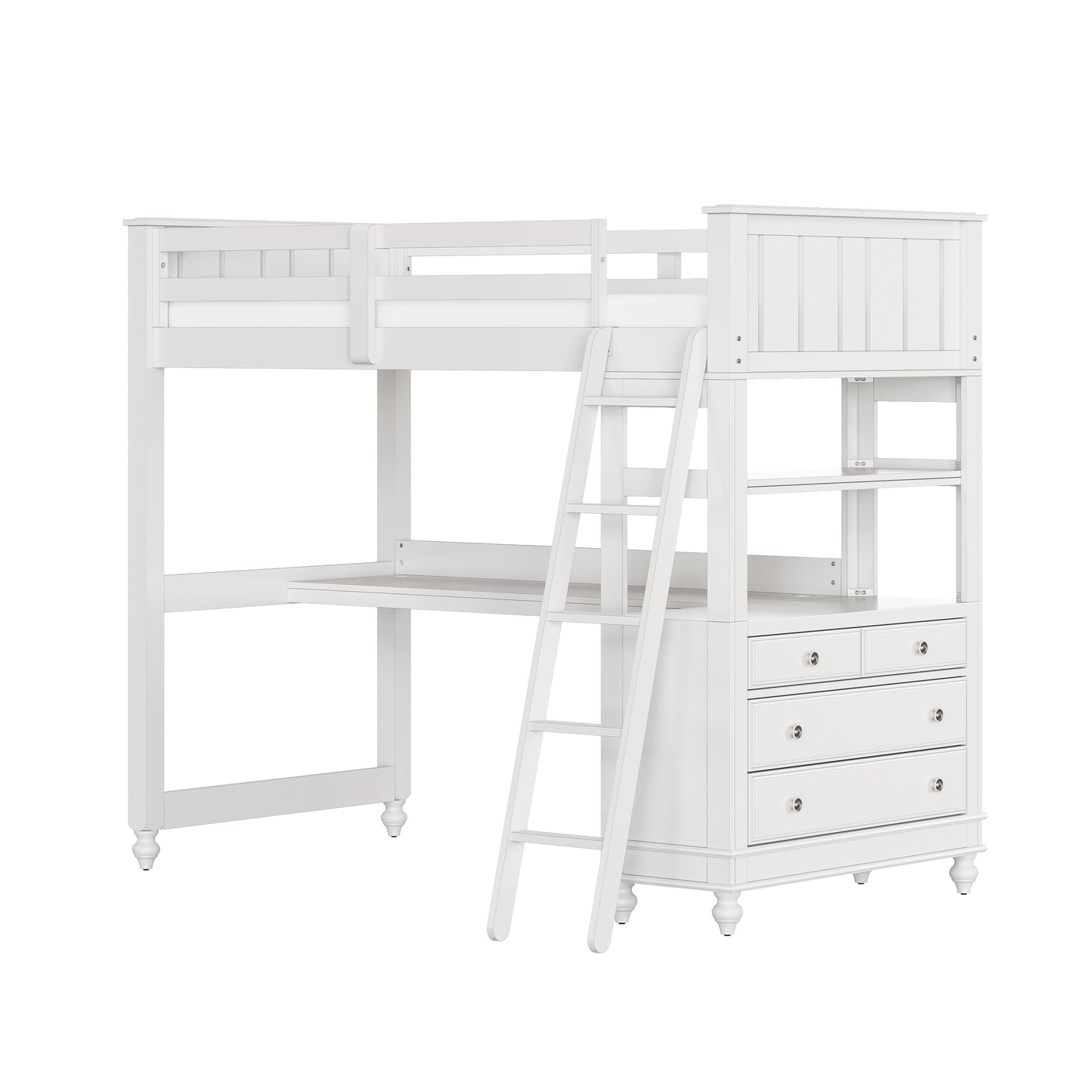 Lake House Wood Loft Bed with Desk