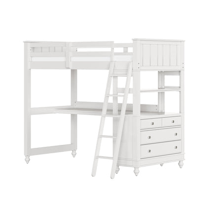 Lake House Wood Loft Bed with Desk