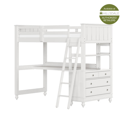 Lake House Wood Loft Bed with Desk