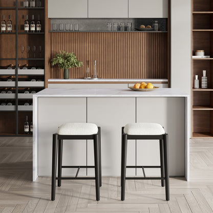 Cleo Wood Counter and Bar Stools, Black