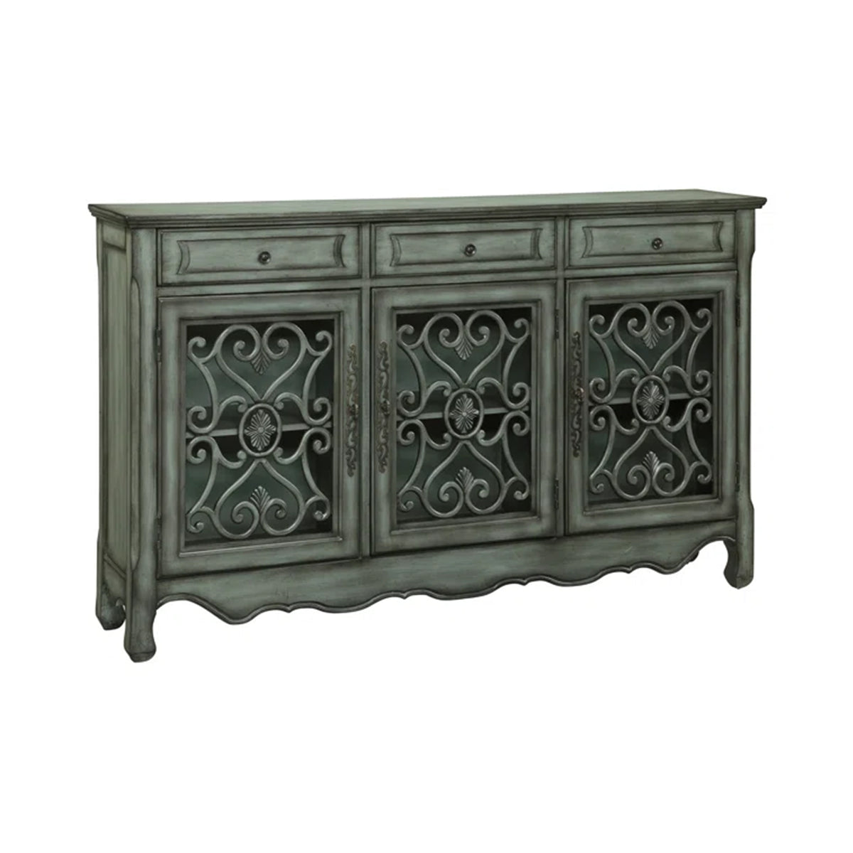 Cortes Three Drawer Three Door Sideboard, Sage Gray