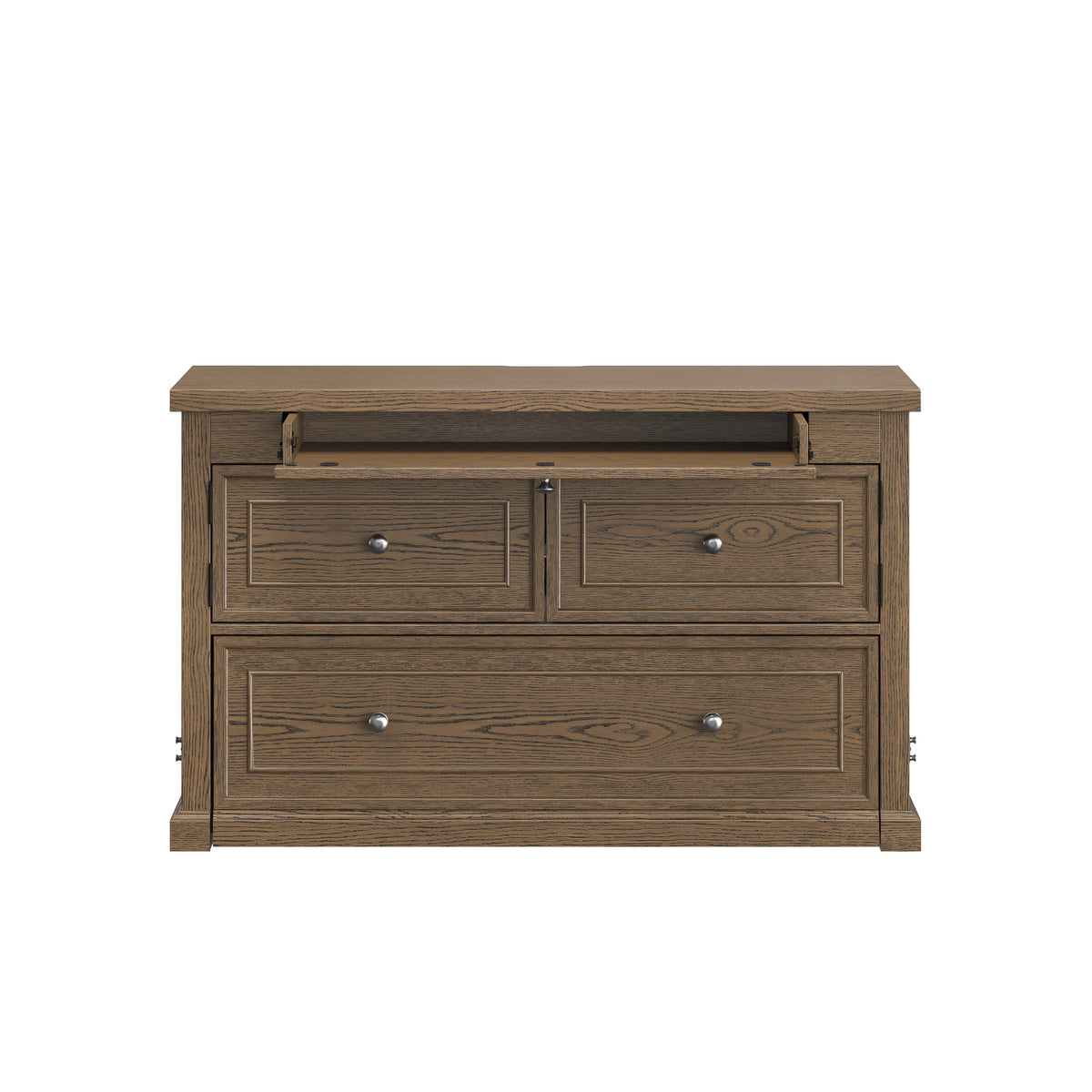 Soren Wood Twin Door Desk Dream Console with Mattress and Cover, Light Oak