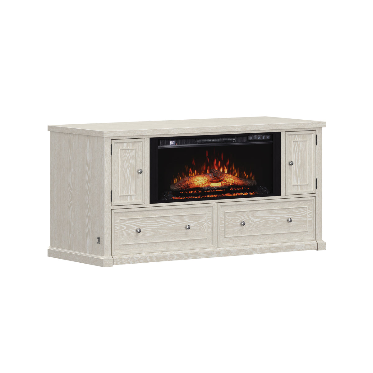 Soren Wood Queen Fireplace Dream Console with Mattress and Cover