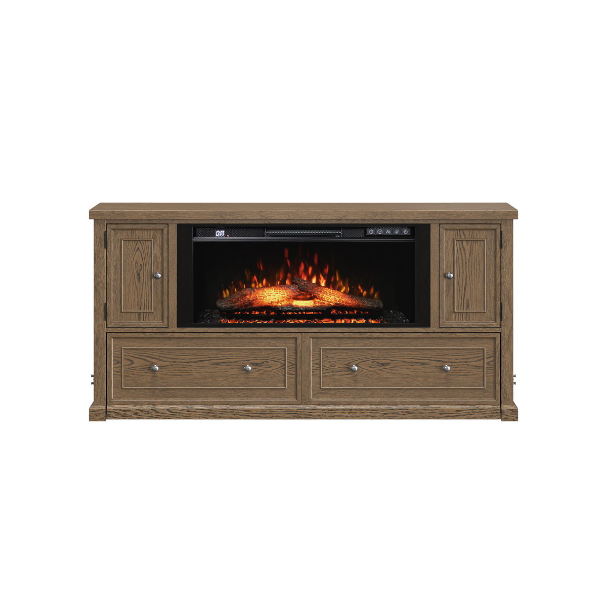 Soren Wood Queen Fireplace Dream Console with Mattress and Cover