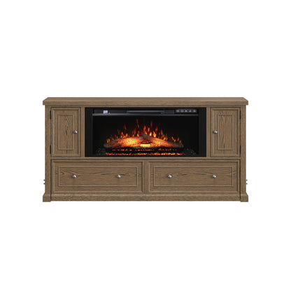 Soren Wood Queen Fireplace Dream Console with Mattress and Cover